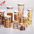 High quality borosilicate glass jar with bamboo lid Storage-123RL